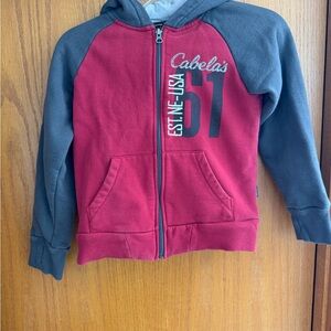 Cabela's Red and Gray Zip-Up Hoodie Sweatshirt